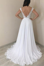 A-Line/Princess  Chiffon Floor-Length Lace Wedding Dresses