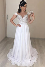 A-Line/Princess  Chiffon Floor-Length Lace Wedding Dresses