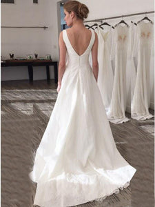 Open Back  Sleeveless Floor-Length Wedding Dresses