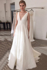 Open Back  Sleeveless Floor-Length Wedding Dresses