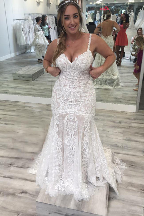 Trumpet/Mermaid Spaghetti Straps  Lace Wedding Dresses