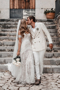 Floor-Length Off-the-Shoulder Lace Wedding Dresses