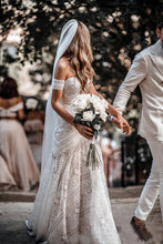 Floor-Length Off-the-Shoulder Lace Wedding Dresses
