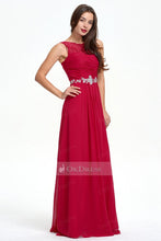 Classic A-line Sleeveless Zipper Red Chiffon Prom Dress