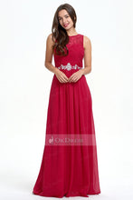 Classic A-line Sleeveless Zipper Red Chiffon Prom Dress