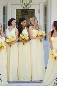 Yellow Impressive A-line Chiffon Sleeveless Floor-length Bridesmaid Dresses