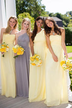 Yellow Impressive A-line Chiffon Sleeveless Floor-length Bridesmaid Dresses