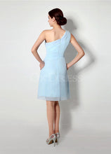 Sky Blue Charming Knee-length One Shoulder A-Line Bridesmaid Dresses