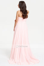 Pink Asymmetrical A-line Sweetheart Sleeveless Candy Pink Chiffon Evening Dress