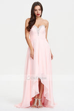 Pink Asymmetrical A-line Sweetheart Sleeveless Candy Pink Chiffon Evening Dress