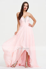 Pink Asymmetrical A-line Sweetheart Sleeveless Candy Pink Chiffon Evening Dress