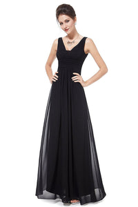 Black Classic A-Line Sleeveless Empire Chiffon Bridesmaid Dress