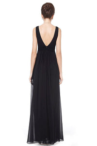 Black Classic A-Line Sleeveless Empire Chiffon Bridesmaid Dress