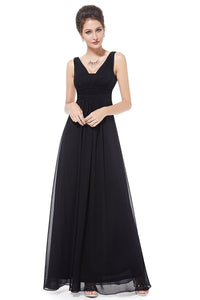 Black Classic A-Line Sleeveless Empire Chiffon Bridesmaid Dress