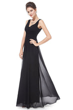 Black Classic A-Line Sleeveless Empire Chiffon Bridesmaid Dress