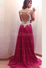 Burgundy Modern Zipper Up at Side A-line/Princess Chiffon Sweep Train Prom Dresses