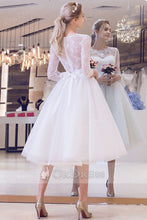 A-line/Princess 3/4 Sleeves Tea-length Bridal Wedding Dresses