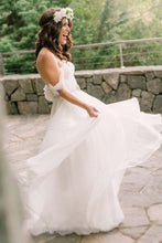 White A-line Sleeveless Chiffon Off-the-shoulder Wedding Dresses