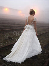 Ivory Neat Applique Chiffon Sweetheart Natural Wedding Dresses