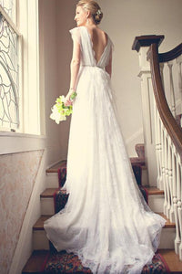 A-Line/Princess Floor-Length  Sleeveless Lace Wedding Dresses
