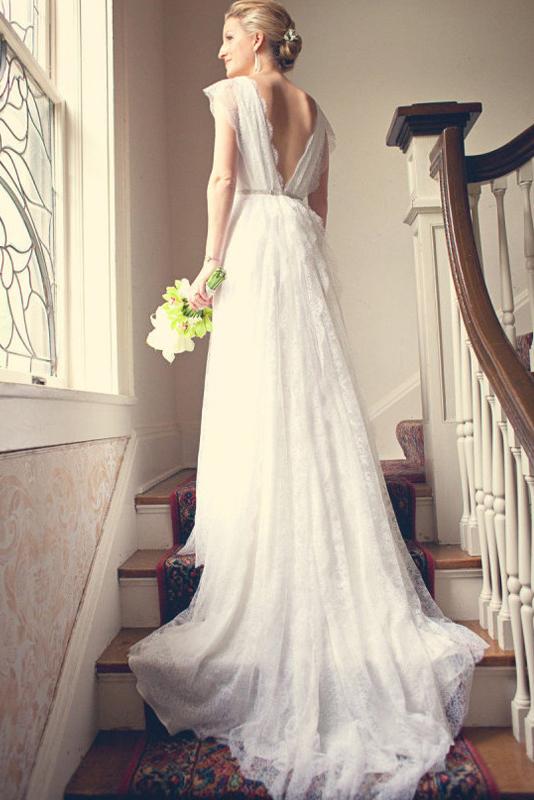 A-Line/Princess Floor-Length  Sleeveless Lace Wedding Dresses