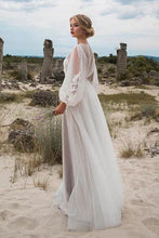 Tulle  Scoop Neck Long Sleeves Floor-Length Wedding Dresses