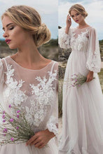 Tulle  Scoop Neck Long Sleeves Floor-Length Wedding Dresses