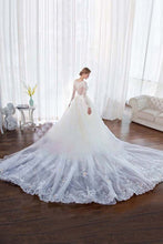 A-Line/Princess Lace  Scoop Neck Long Sleeves Wedding Dresses