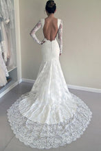 Trumpet/Mermaid Lace Long Sleeves Sweep Train Wedding Dresses
