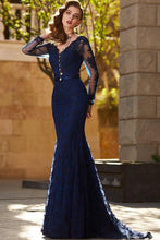 Trumpet/ Mermaid V-neck Full/Long Sleeves Long Formal Prom Dresses