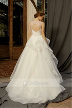 Ivory Tulle Sleeveless Wedding Dresses with Beading