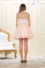 A-line Illusion neckline Sleeveless Beading Short/Mini Tulle Prom Dresses