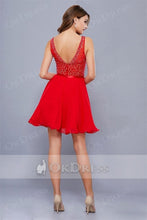 Red A-line/Princess Sleeveless Beading Short Formal Cocktail Dresses