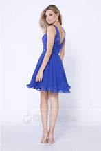 Blue A-line/Princess Sleeveless Beading Short Formal Cocktail Dresses