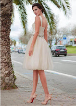 Ivory Absorbing Satin & Tulle Sweetheart Neckline A-Line Knee-Length Homecoming Dress with Beaded Lace Appliques