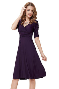 A-line V -neck 1/2 Sleeves Knee-length Formal Cocktail Dresses