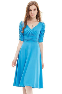 Pool A-line V-neck 1/2 Sleeves Knee-length Formal Cocktail Dresses