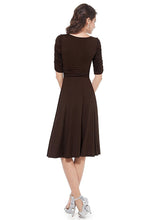 A-line V-neck 1/2 Sleeves Knee-length Formal Brown Cocktail Dresses