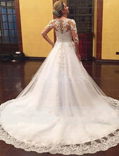 Ivory Beautiful Tulle Buttons Natural Wedding Dresses