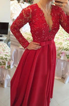 Red Sacred Empire Covered Button Full/Long Sleeve Long/Floor-length Prom Dresses