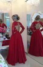 Red Sacred Empire Covered Button Full/Long Sleeve Long/Floor-length Prom Dresses