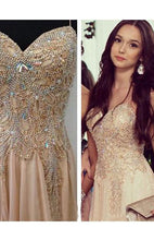 Shining Sleeveless Chiffon Natural Champagne Prom Dresses