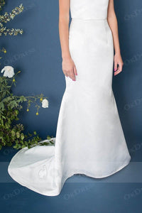Ivory Simple Satin Mermaid Wedding Dresses