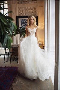 Exquisite A-Line Sweetheart Lace Bodice Tulle Wedding Dresses