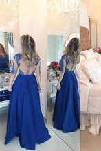 Precious A-line Chiffon Scoop 1/2 Sleeves Prom Dresses