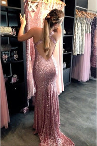 New Design Sleeveless Sheath/Column Sequined Prom Dresses