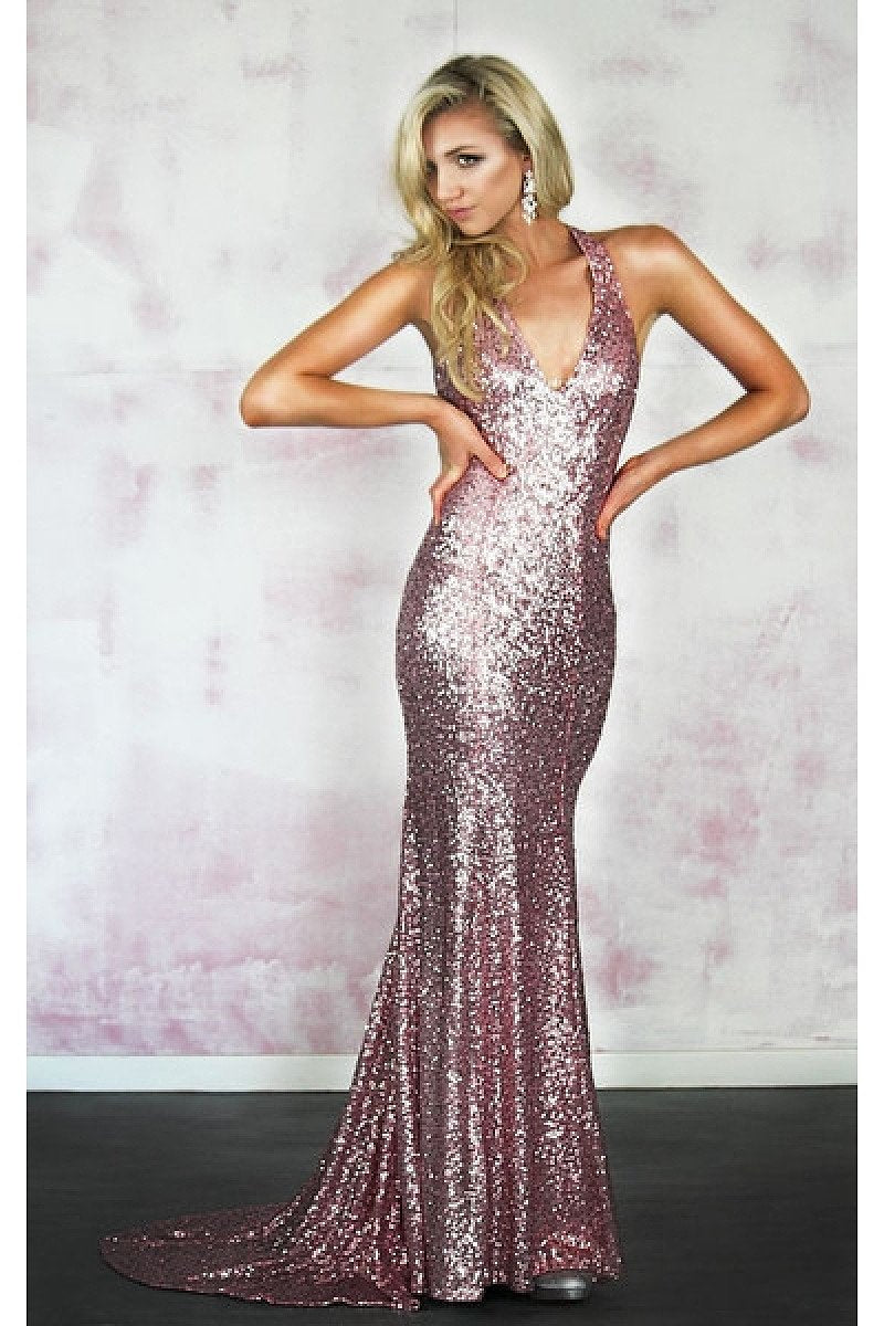 New Design Sleeveless Sheath/Column Sequined Prom Dresses