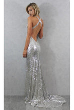 Silver New Design Sleeveless Sheath/Column Sequined Prom Dresses