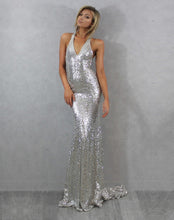 Silver New Design Sleeveless Sheath/Column Sequined Prom Dresses