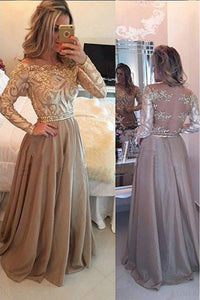 Adorable Off-the-Shoulder Long/Floor-length Natural Chiffon Prom Dresses